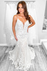 Mermaid Lace Boho Wedding Dresses Beach V Neck Sleeveless - MyChicDress